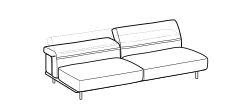 Arlott High Sofa by Ditre Italia, size drawing: Central 3 seats maxi with 2 seats