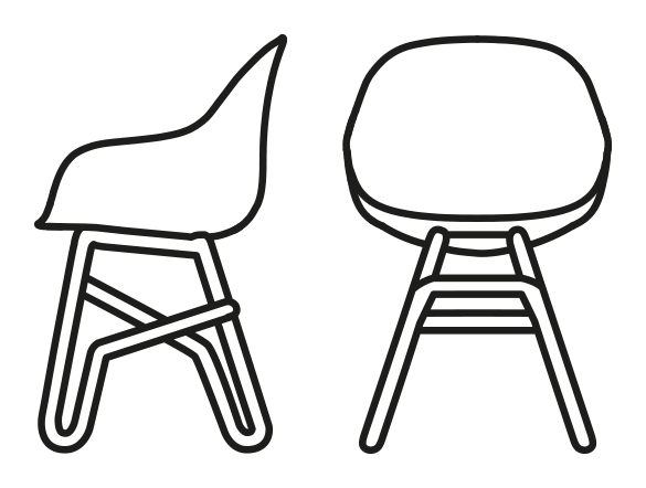 Academy Armchair, Crossed Rod Base by Connubia, size drawing