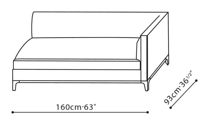 Crescent Sofa by Camerich, size drawing: C0102105