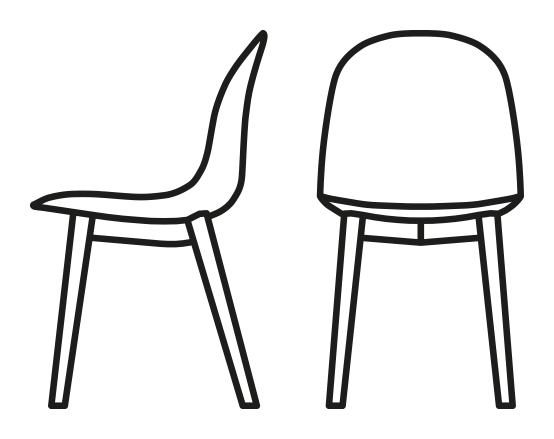 Academy Chair, Polycarbonate, Wooden Legs by Connubia, size drawing