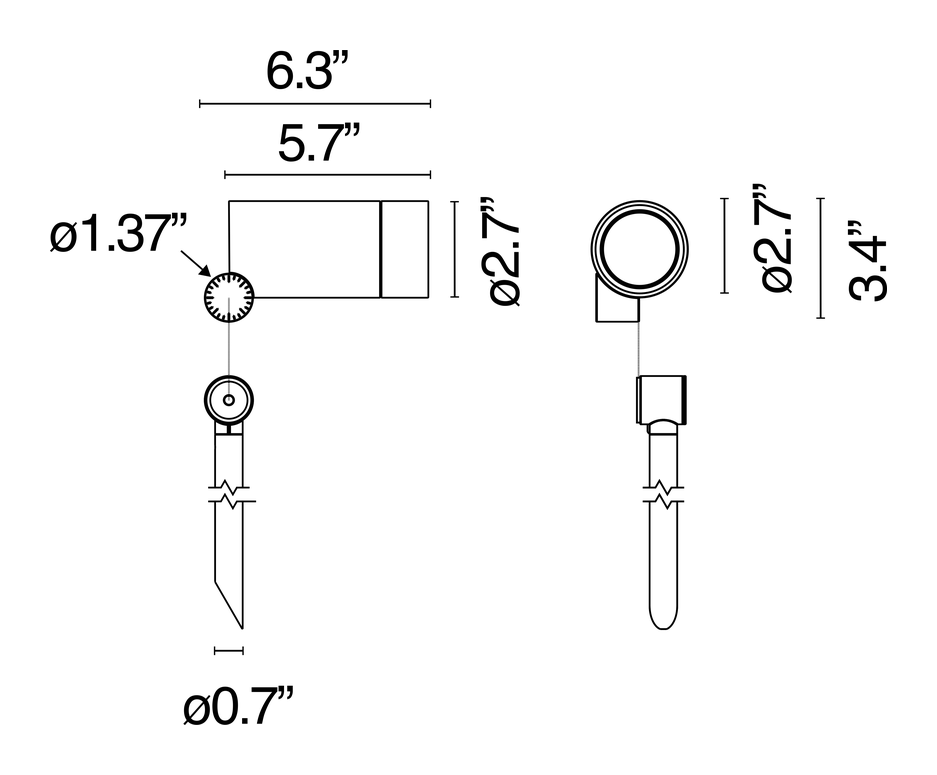 Spine F Ultra Light Head by Flos, size drawing: Spine F 1 Ultra
