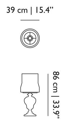 Kaipo Too Table Lamp by Moooi, size drawing