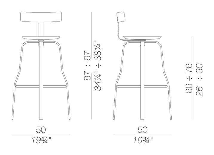 Giro S106S Stool by LaPalma, size drawing
