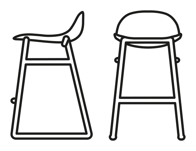 Academy Stool, Polycarbonate, Sled Base by Connubia, size drawing