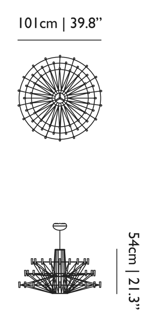 Coppélia Suspended Pendant Lamp by Moooi, size drawing: Large