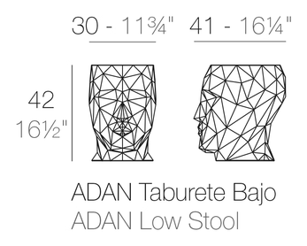 Adan Stool by Vondom, size drawing