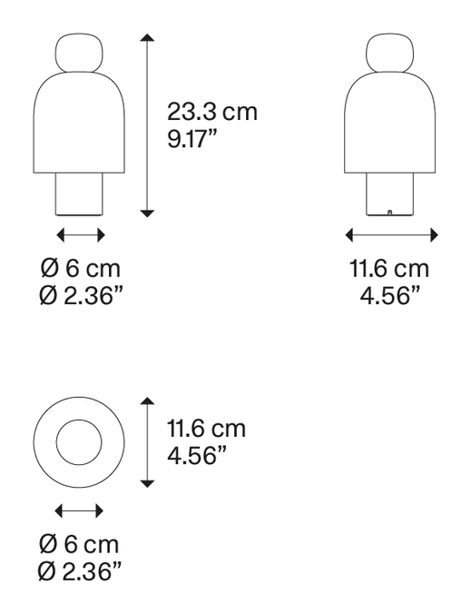 Easy Peasy Table Lamp by Lodes, size drawing: Easy Peasy Kelp