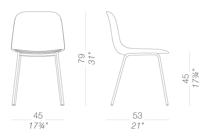 Seela ES312 Outdoor Chair by LaPalma, size drawing