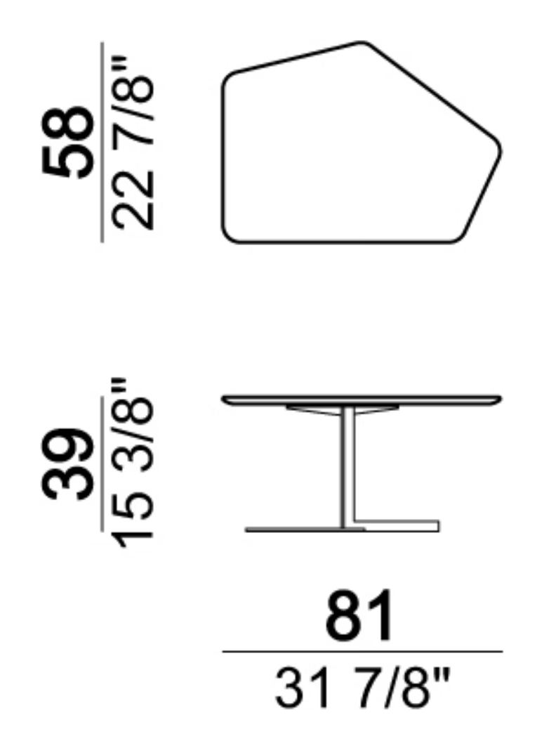 Lith Coffee Table by Arketipo, size drawing: Small table