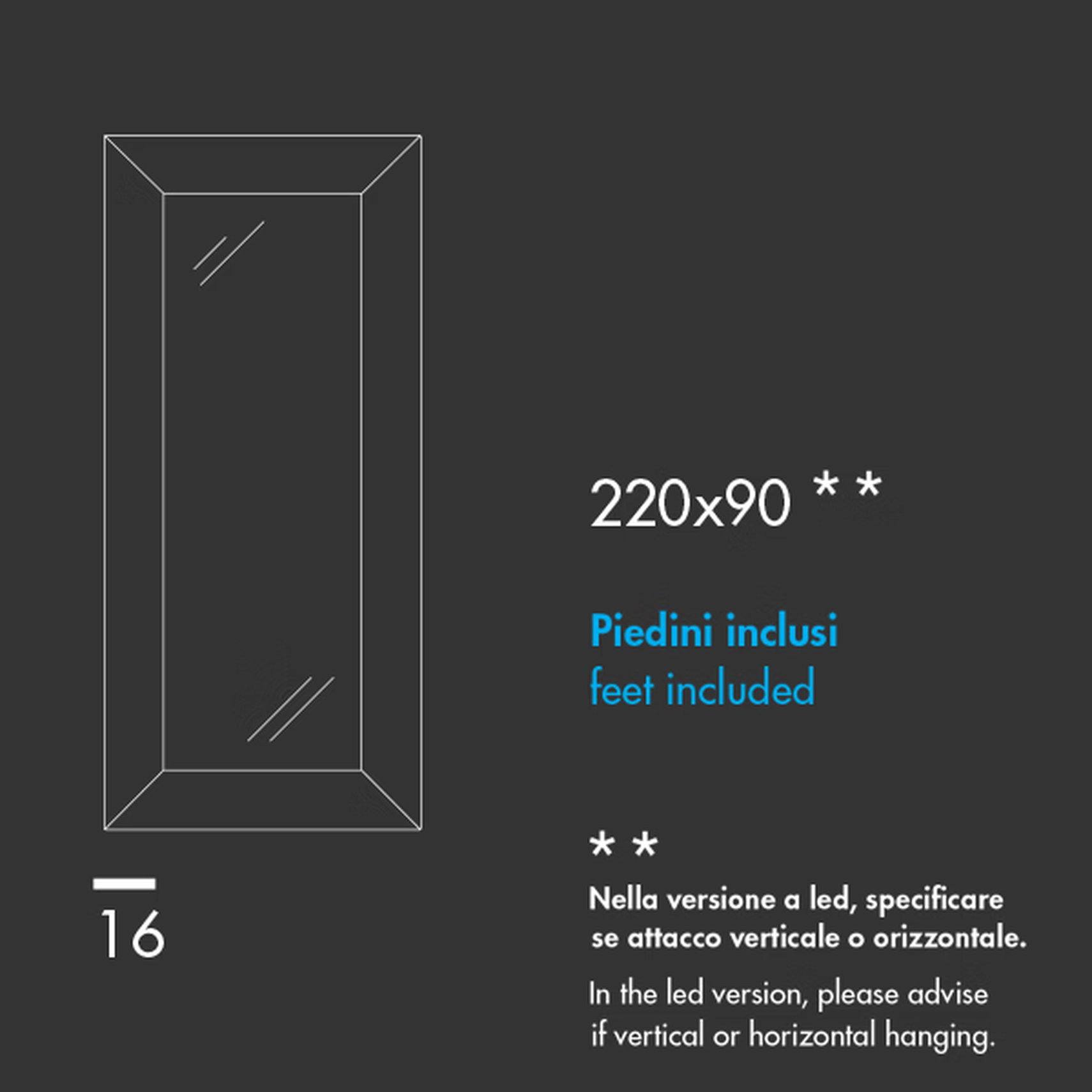 Denver Rectangular Mirror by Sovet, size drawing 3