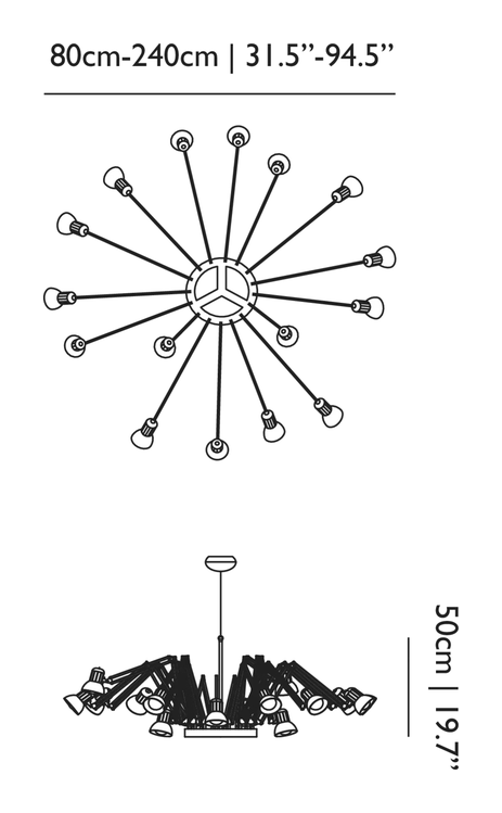 Dear Ingo Pendant Lamp by Moooi, size drawing