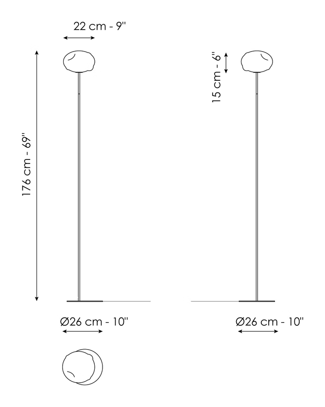 Pepita Pendant by Bonaldo, size drawing: Pepita - floor lamp