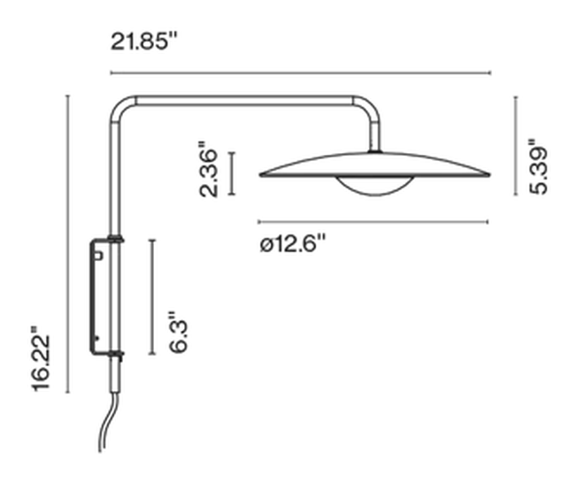 LED-Ginger Wall Lamp A by Marset, size drawing: LED-Ginger A
