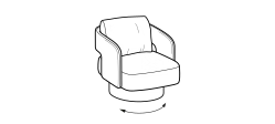 356 Armchair by Ditre Italia, size drawing: Swivel armchair