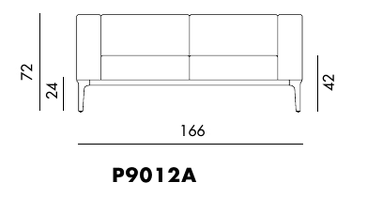 Slim Sofa by Sovet, size drawing: P9012A