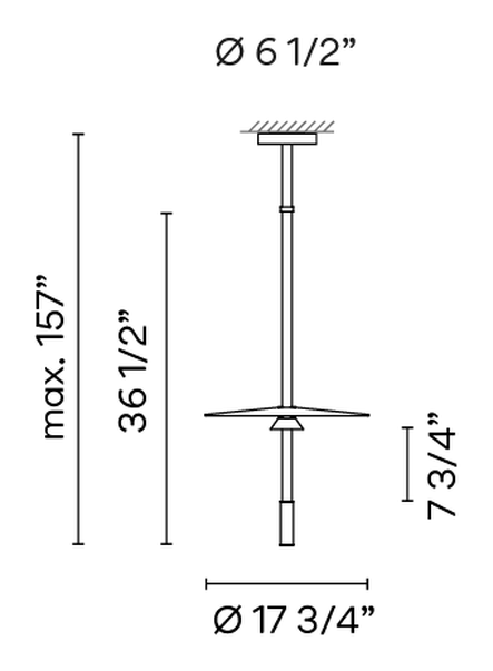 Flamingo Mini Pendant Lamp by Vibia, size drawing: Model 1585