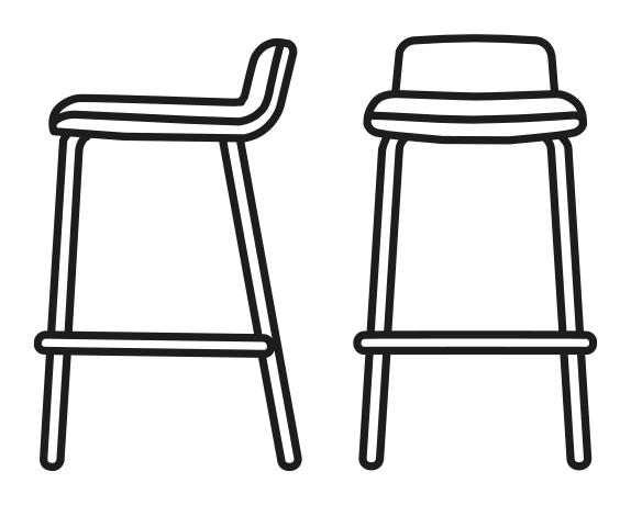 Riley Counter Stool, Metal Legs by Connubia, size drawing