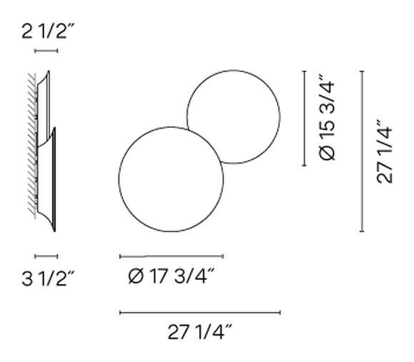 Puck Wall Art Lamp by Vibia, size drawing: Model 5481