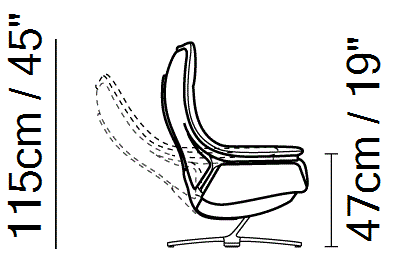 Re-Vive Club Recliner by Natuzzi Italia, size drawing