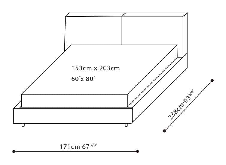 Nature Bed by Camerich, size drawing: C03E0704 Queen