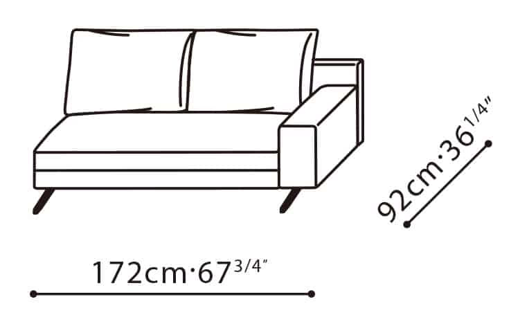 Wake Sofa by Camerich, size drawing: C01D0209