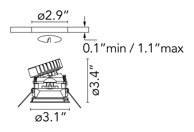 Easy Kap 80 Non IC Downlight by Flos, size drawing: Easy Kap Ø 80 Adjustable