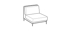 Krisby Sofa by Ditre Italia, size drawing: 1-seat central element