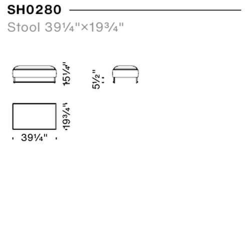 Shanghai Tip Ottoman by Moroso, size drawing: Stool 100×50