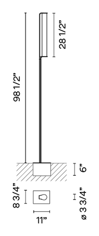 Class Outdoor Lighting Collection by Vibia, size drawing: Model 2810
