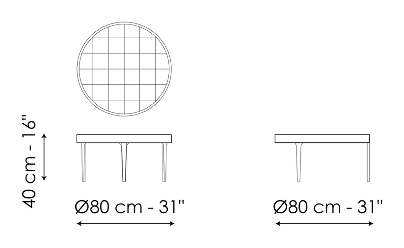Passy Coffee Table by Bonaldo, size drawing: Passy Ø80