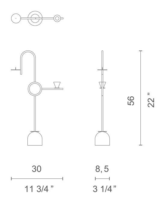 Blue Candleholders by Cappellini, size drawing: PO_1703