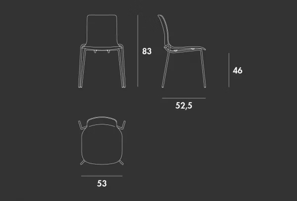 Olly Chair by Sovet, size drawing
