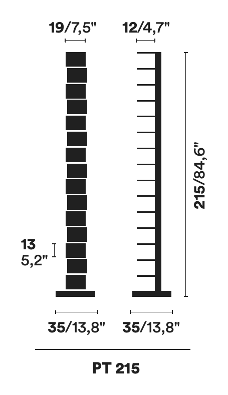 Original Ptolomeo Bookcase by Opinion Ciatti, size drawing: PT 215