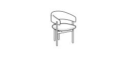 Biarritz Dining Chair by Ditre Italia, size drawing: Chair Biarritz with metal base