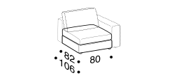Urban 2.0 Sofa by Ditre Italia, size drawing: 1-seat base element