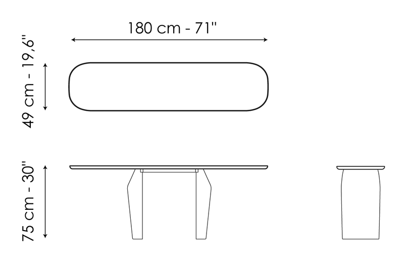 Flame Console Table by Bonaldo, size drawing 3