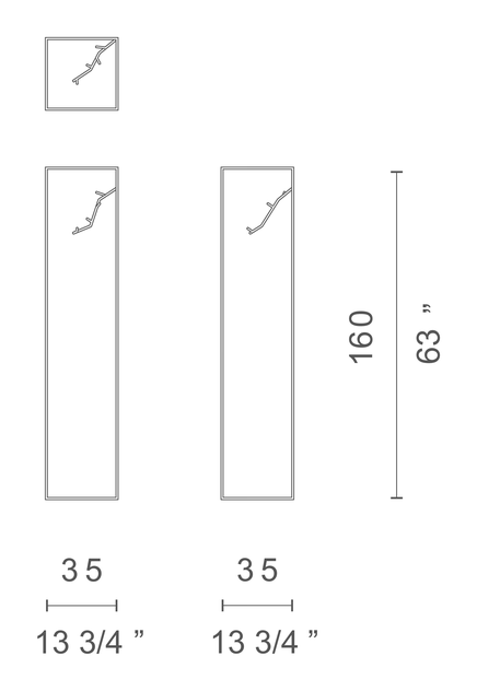Koeda Coat Rack by Cappellini, size drawing
