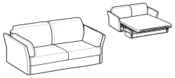 Kanaha 2.0 Sofa Bed by Ditre Italia, size drawing: 3-seater sofa bed