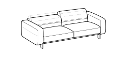 Bepop Sofa by Ditre Italia, size drawing: 3-seat sofa
