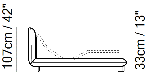 Flow Bed by Natuzzi Italia, size drawing