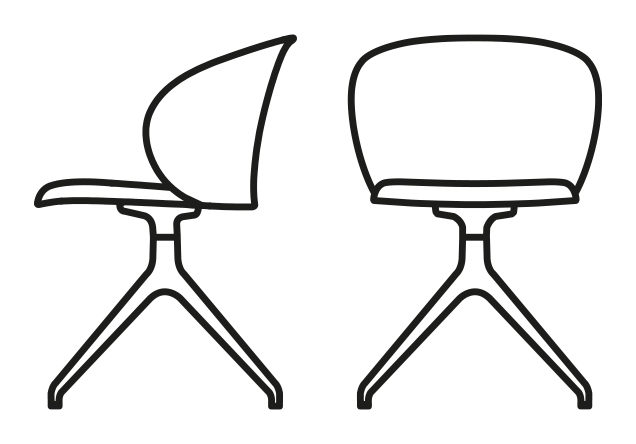Tuka Armchair, Swivel by Connubia, size drawing