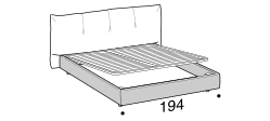 Papilo Bed by Ditre Italia, size drawing: Double size bed for 180x200 cm mattress with BOX mechanism