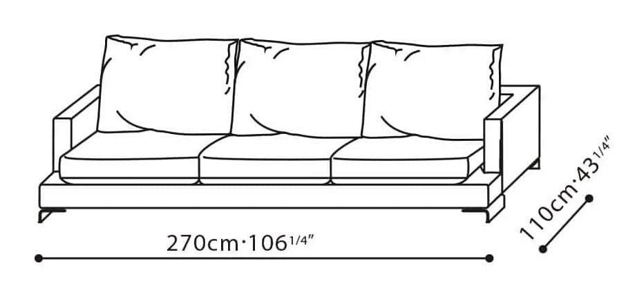 LazyTime Sofa by Camerich, size drawing: C0150004