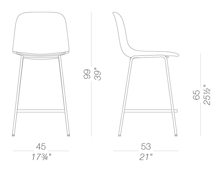 Seela S322 Stool by LaPalma, size drawing