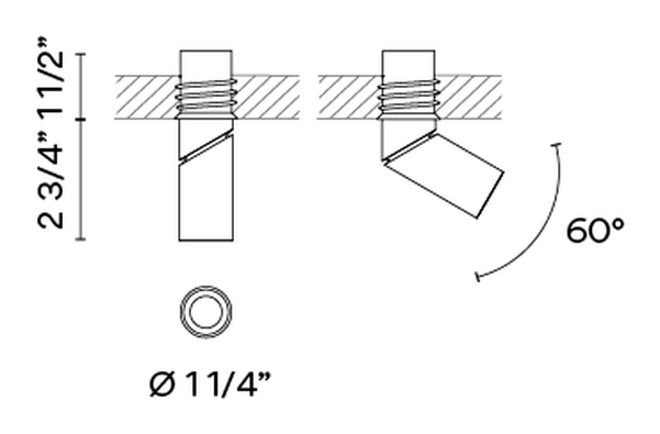 Bind Solo Ceiling Lamp by Vibia, size drawing: Models 6620, 6624