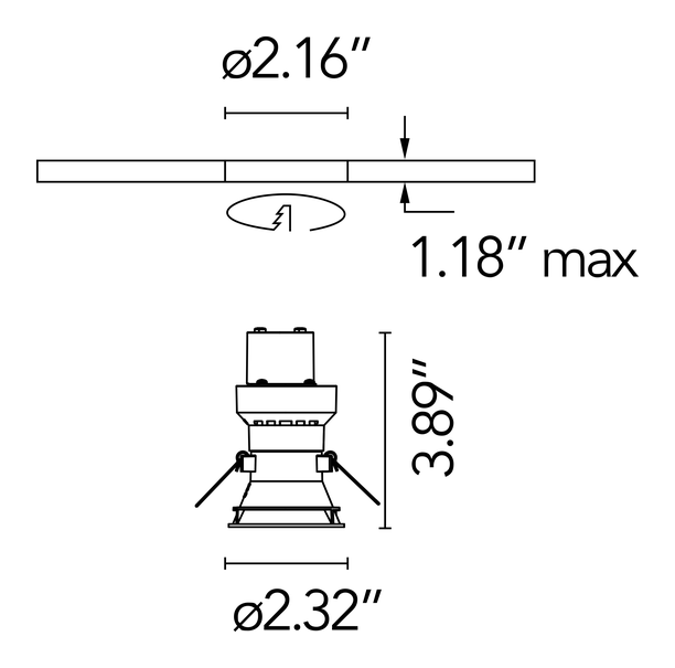 Easy Kap 50 Downlight by Flos, size drawing: Easy Kap Ø 50 Fixed
