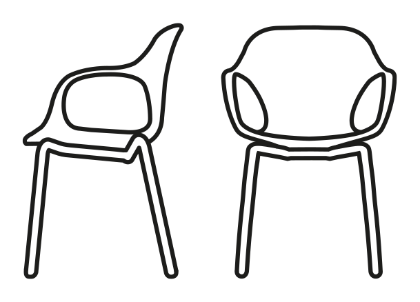 Ops! Armchair, Metal Legs by Connubia, size drawing