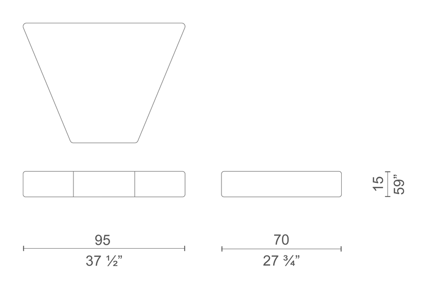 Lud'o System Side Table by Cappellini, size drawing: LU2