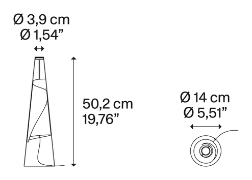 Cono di Luce Table Lamp by Lodes, size drawing