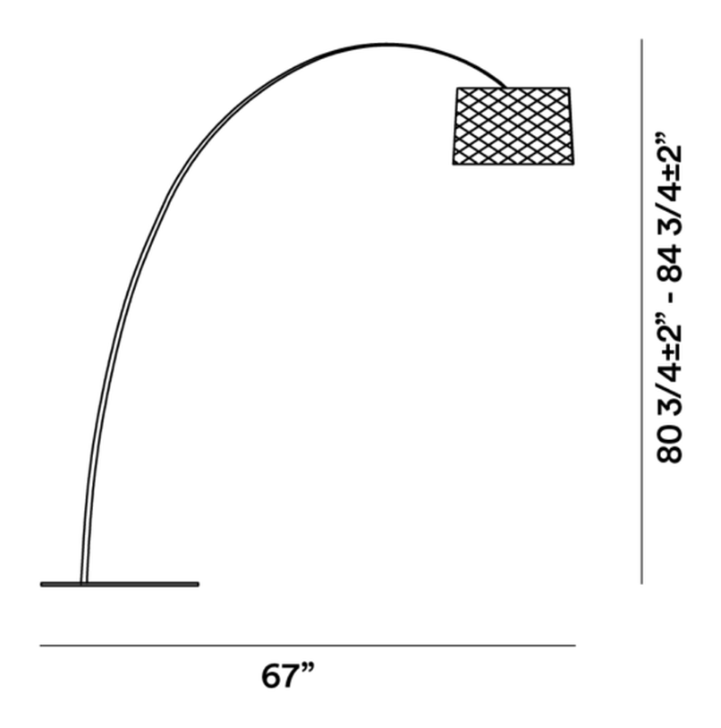 Twiggy Grid Outdoor Floor Lamp by Foscarini, size drawing
